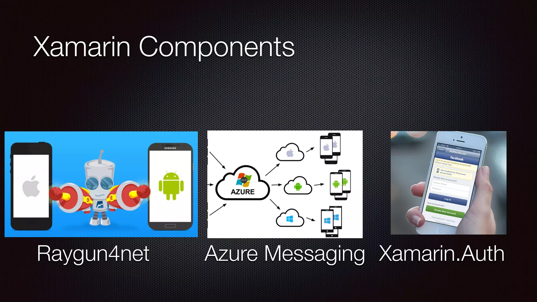 Xamarin Components 
Raygun4net Azure Messaging Xamarin.Auth 
 