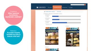 Ongelma:
   Miten saamme
     henkilöstön
käyttämään sisältöjä?




      Ratkaisu:
  Kuuntele tarpeita
 herkällä korvalla &
  toteuta niitä heti!
 