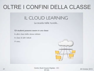 21 26 October 2013
Centro Studi Impara Digitale - CC:
BY-SA
OLTRE I CONFINI DELLA CLASSE
 