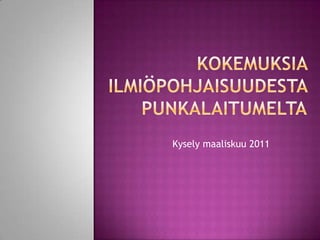 Kokemuksia ilmiöpohjaisuudesta PunkalaitumeltaKysely maaliskuu 2011