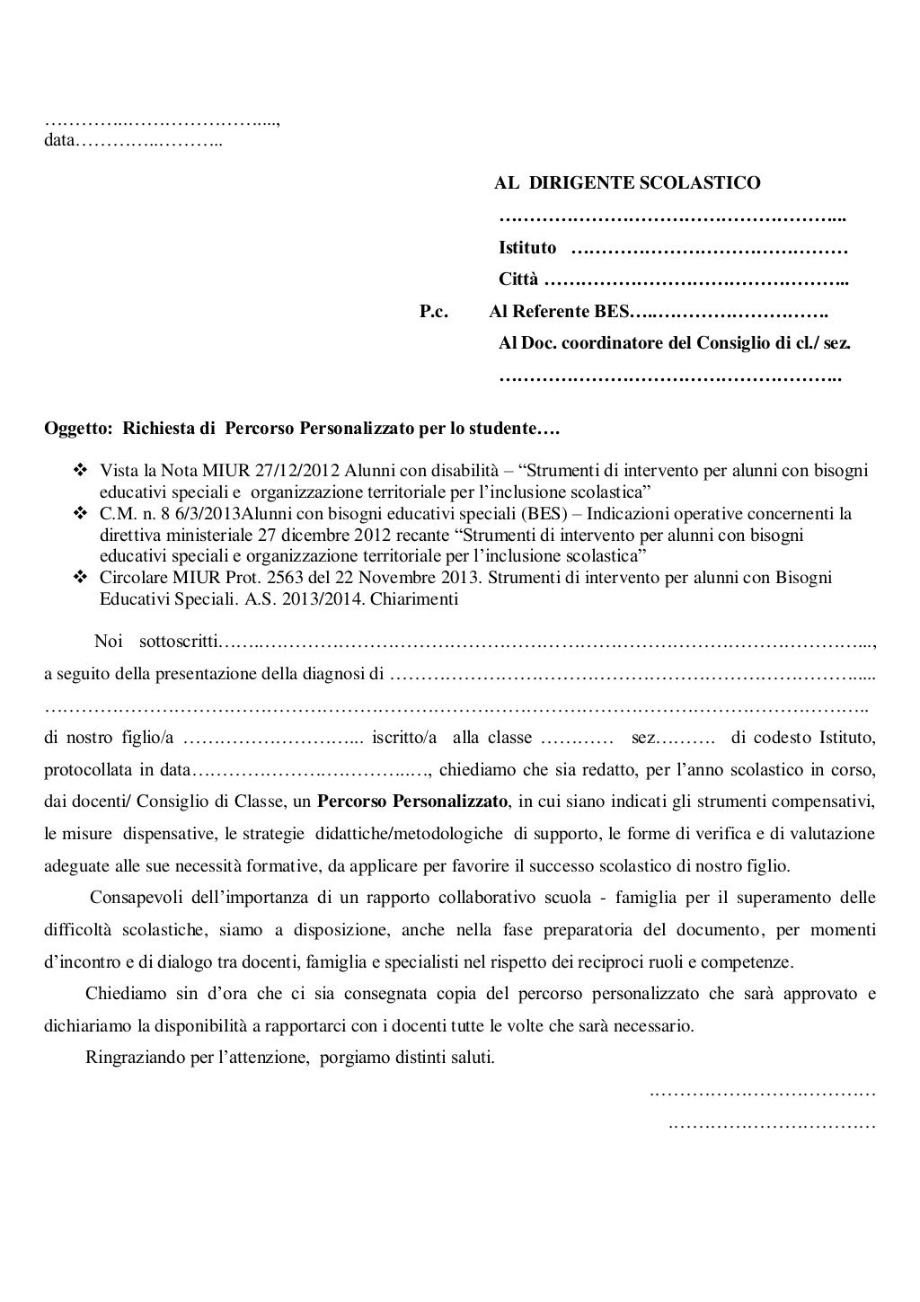 Pdp Per Bes Non Certificati Esempio