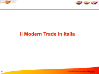 Il Modern Trade in Italia




                               6/27/2011Prepared by Sarah Leslie, IT Support Centre
22      ...