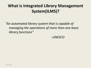 Integrated Library Management System to Resource Discovery : Recent ...