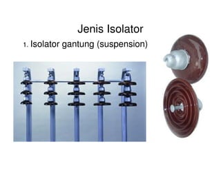 Jenis Isolator
1. Isolator gantung (suspension)
.
 