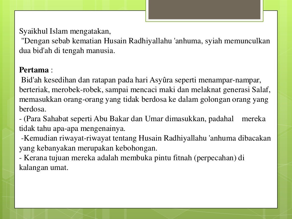 Ilmu kalam : Hari Karbala Syiah