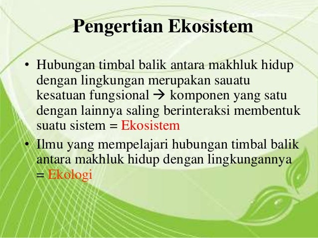 Ilmu Kealaman Dasar Ekosistem