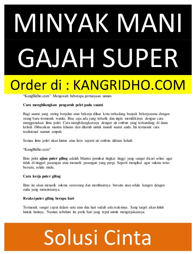 Asli Minyak Mani Gajah Pelet Super Kuliatas Masih Murni Khasiat Man