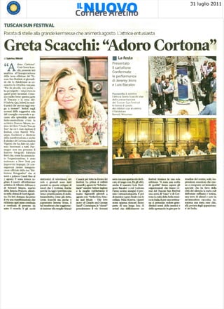 Barrett Wissman: Il Nuovo Corriere Arentino. Greta Scacchi: "Adoro Cortona"