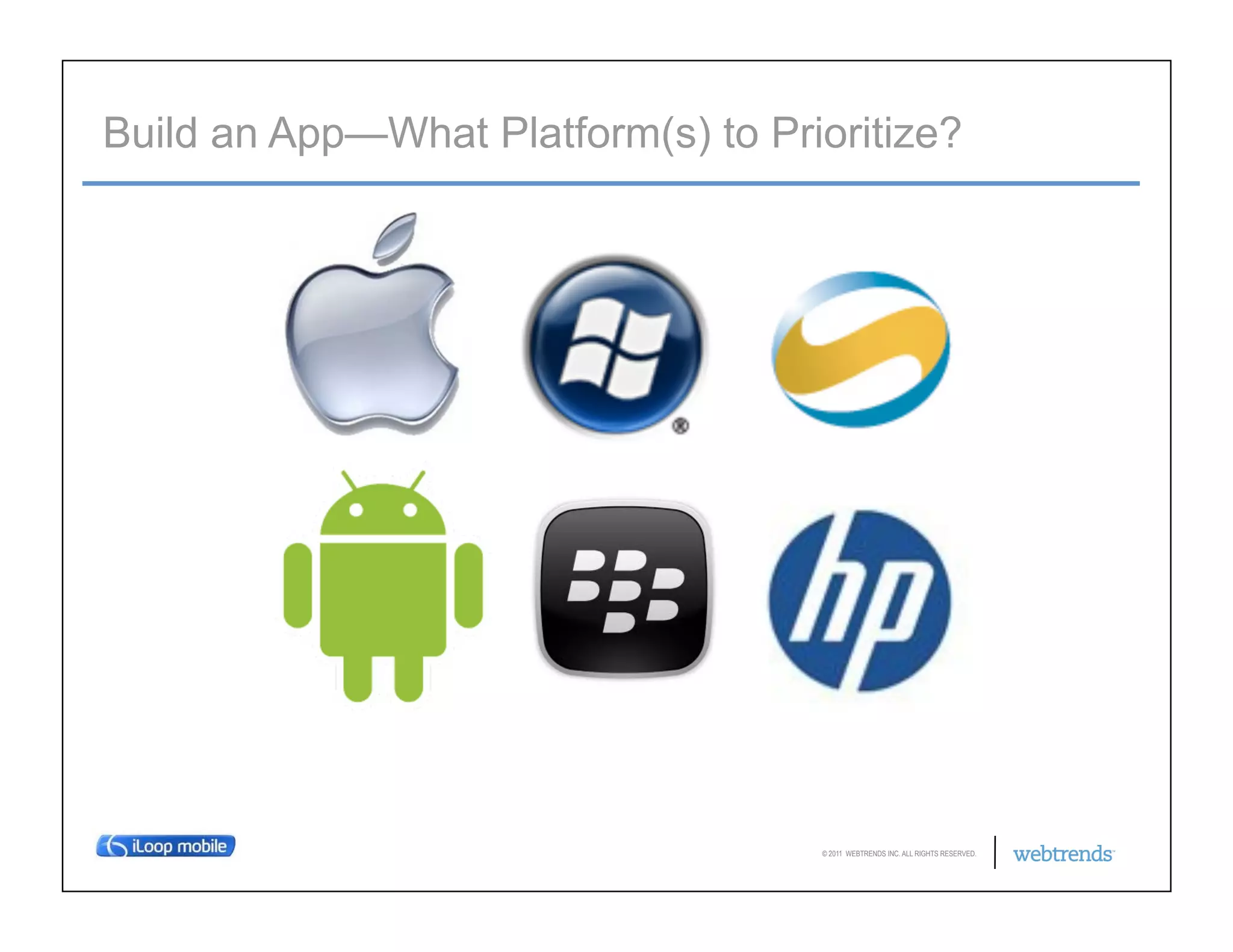 Build an App—What Platform(s) to Prioritize?




                                    © 2011 WEBTRENDS INC. ALL RIGHTS RESERVED.
 