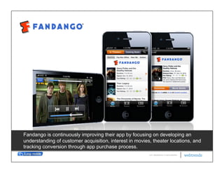 Fandango




Fandango is continuously improving their app by focusing on developing an
understanding of customer acquisition, interest in movies, theater locations, and
tracking conversion through app purchase process.
                                                         © 2011 WEBTRENDS INC. ALL RIGHTS RESERVED.
 