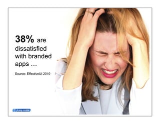 38% are
dissatisfied
with branded
apps …
Source: EffectiveUI 2010




                           © 2011 WEBTRENDS INC. ALL RIGHTS RESERVED.
 