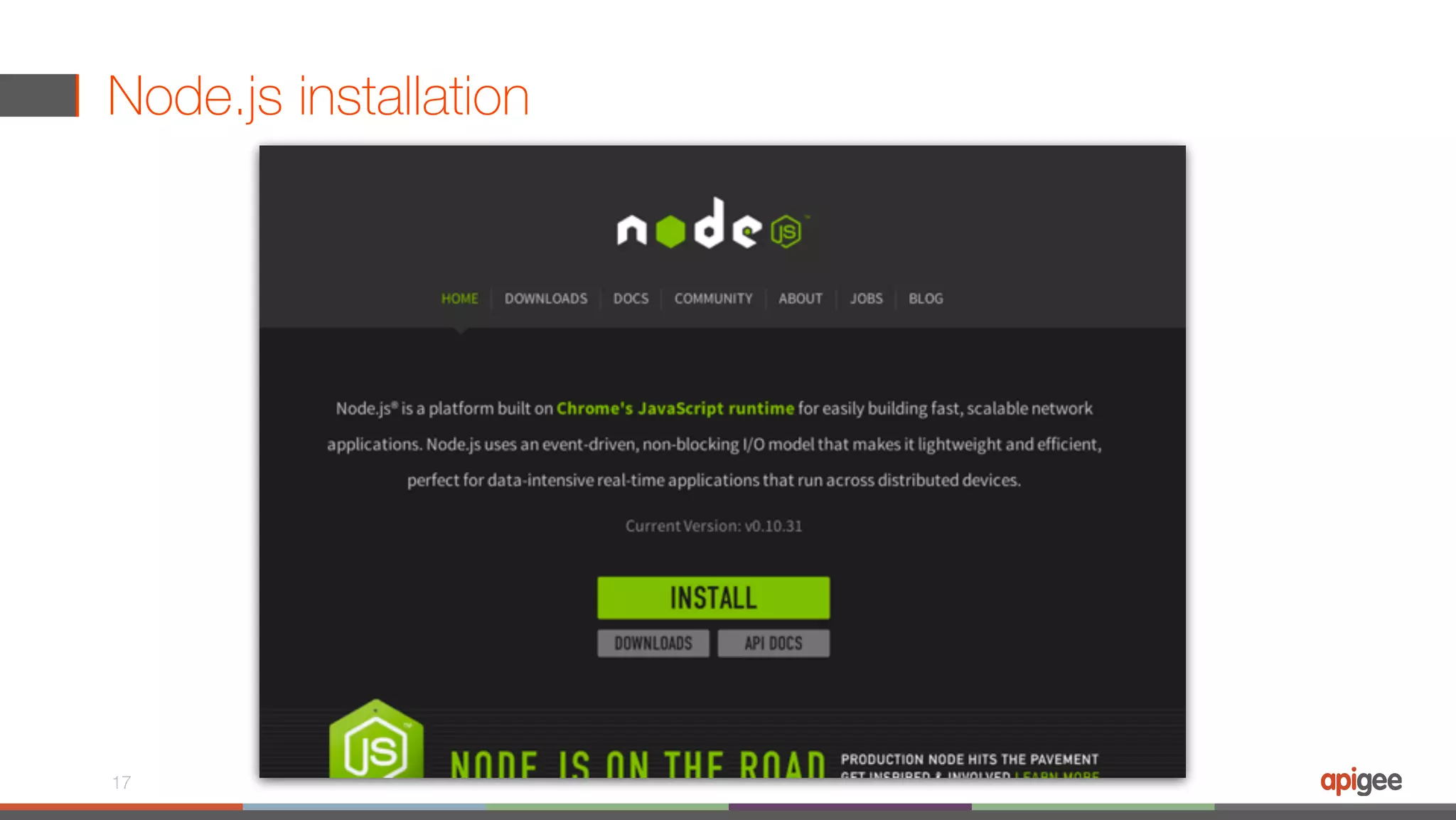 Node.js installation 17 