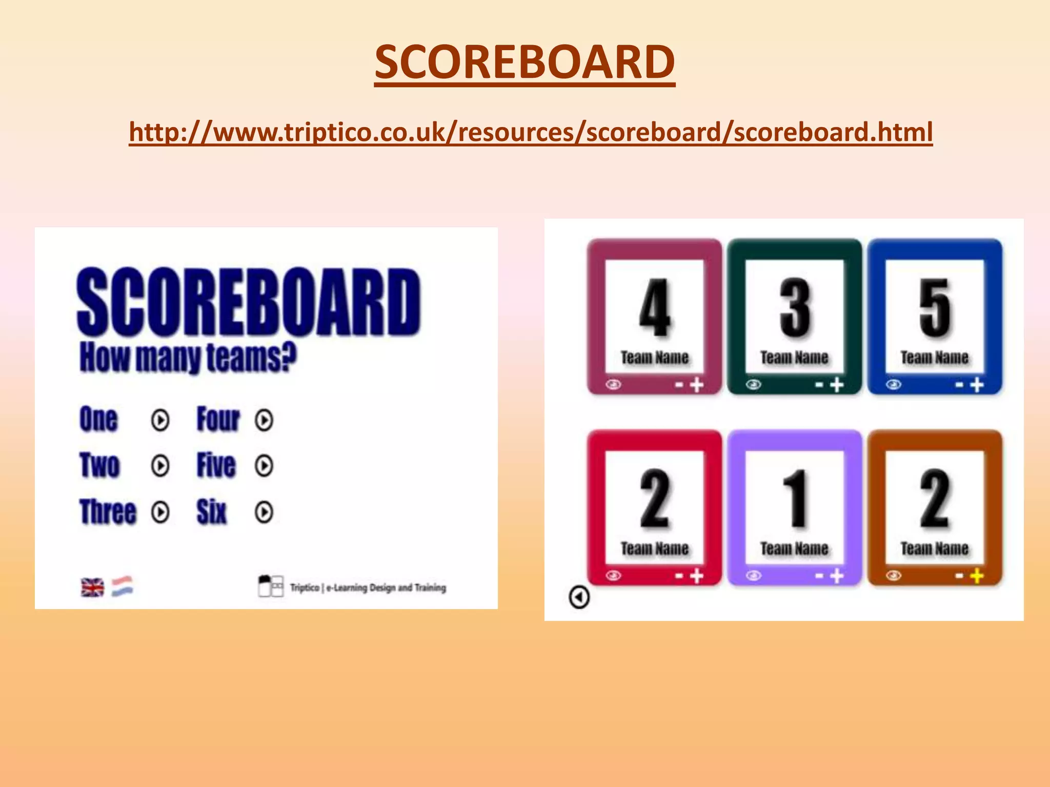 SCOREBOARD
http://www.triptico.co.uk/resources/scoreboard/scoreboard.html
 