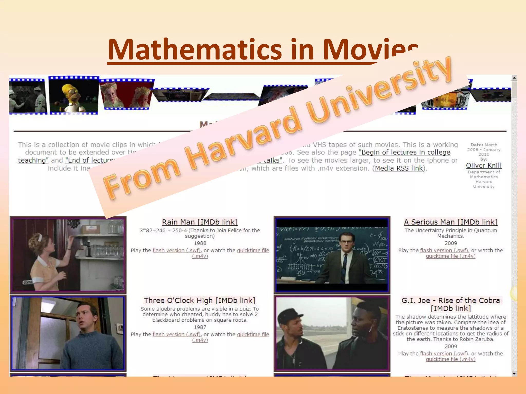 Mathematics in Movies
 