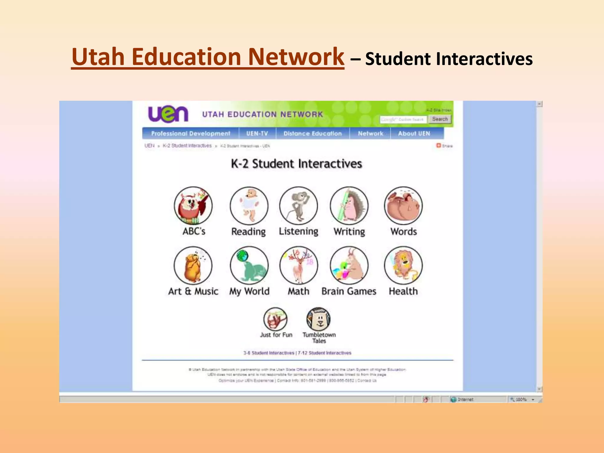Utah Education Network – Student Interactives
 