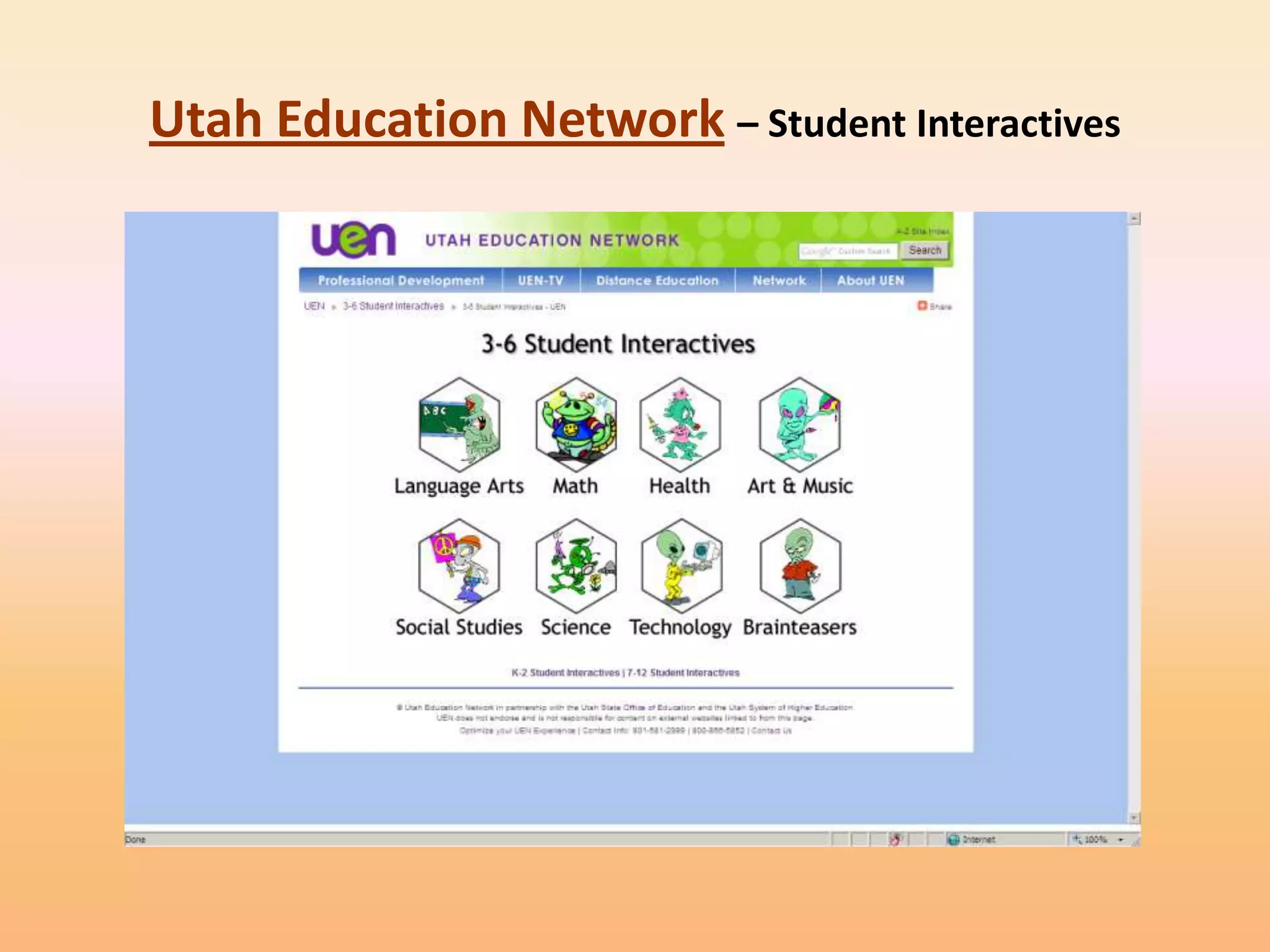 Utah Education Network – Student Interactives
 