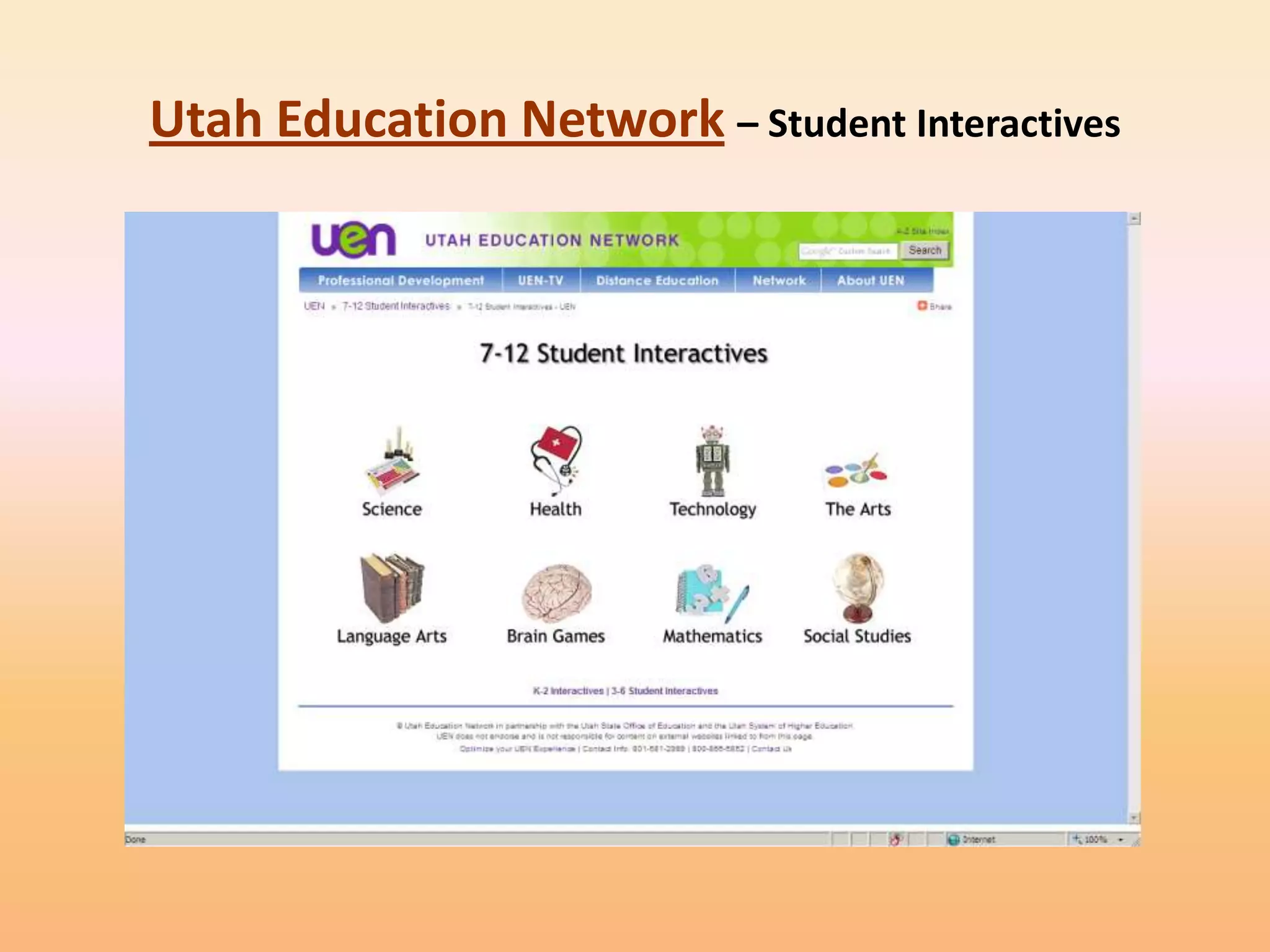 Utah Education Network – Student Interactives
 