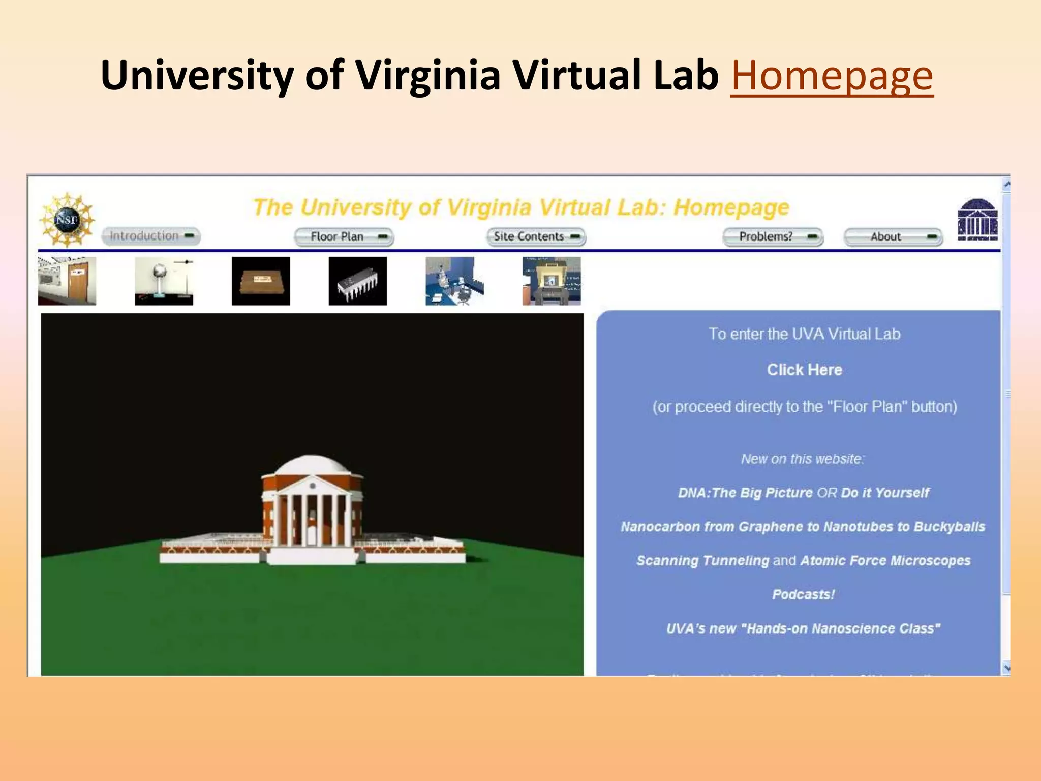University of Virginia Virtual Lab Homepage
 