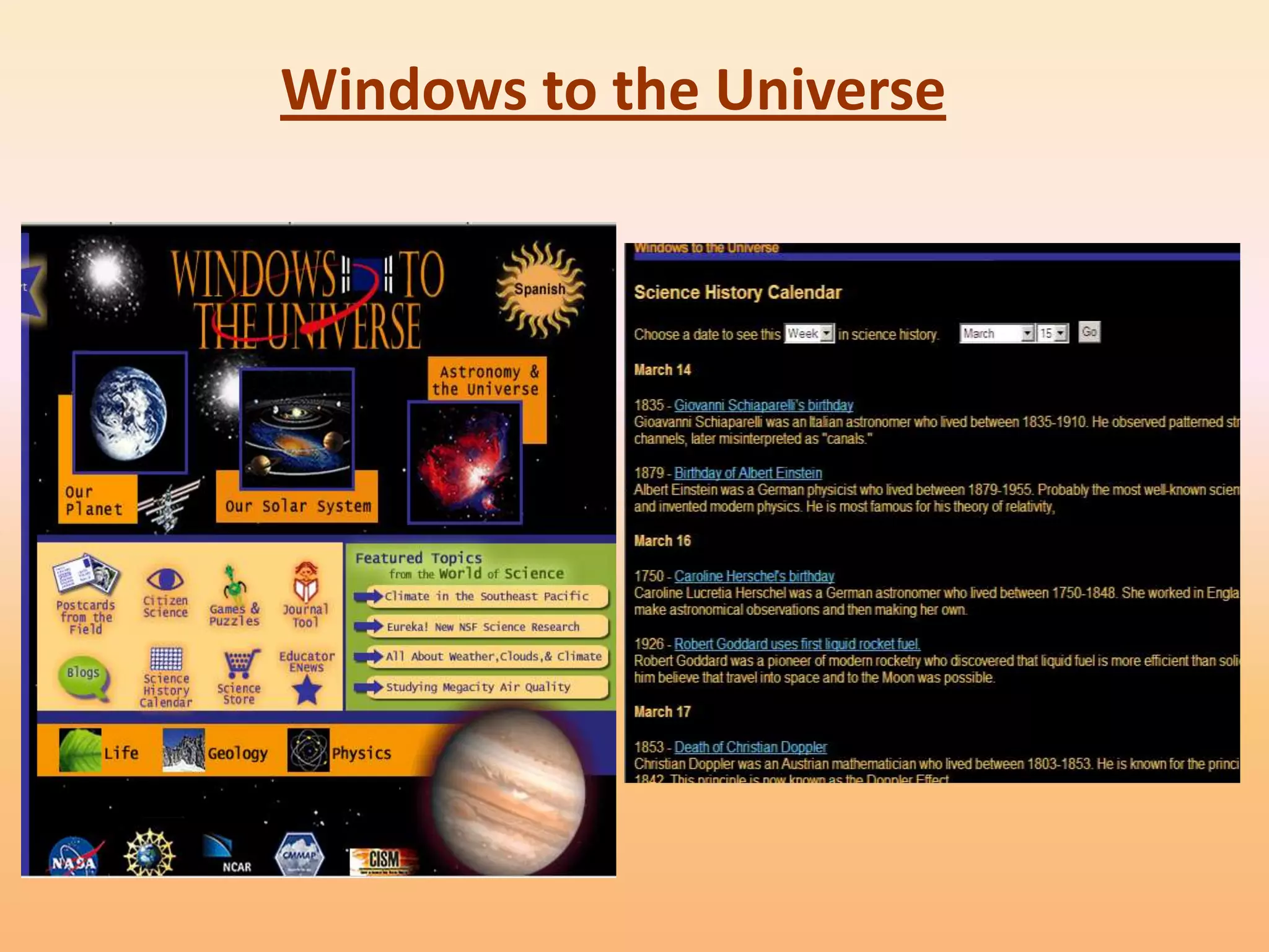 Windows to the Universe
 