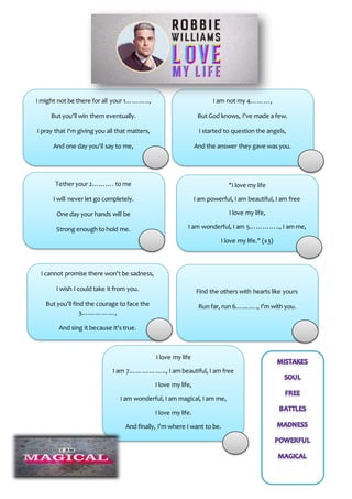 Tether your 2………. to me
I will never let go completely.
One day your hands will be
Strong enough to hold me.
I am not my 4...