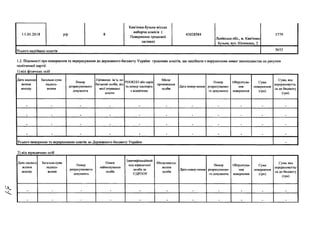 11.01.2018 р/р 8
Кам'янка-Бузька міська
виборча комісія (
Повернення грош ової
застави)
43028584
Львівська обл., м. Кам'янко
Бузька, вул. Шевченка, 2
1779
У сього надійш ло коштів 5653
1.2. В ідом ості про повернення та перерахування до державного бюджету України грошових коштів, що надійшли з порушенням вимог законодавства на рахунки
політичної партії:
1) від фізичних осіб
Дата надход­
ження
внеску
Загальна сума
надход­
ження
Номер
розрахункового
документа
Прізвище, ім'я, по
батькові особи, від
якої отримано
кошти
РНОКШТ або серія
та номер паспорта
з відміткою
Місце
проживання
особи
Дата повер-нення
ІІомер
розрахунково­
го документа
Обґрунтува­
ння
повернення
Сума
повернення
(грн)
Сума, яка
перераховуєть­
ся до бюджету
(грн)
. . . . .
У сього повернено та перераховано коштів до Державного бюджету України -
2) від юридичних осіб
Дата надход­
ження
внеску
Загальна сума
надход­
ження
Номер
розрахункового
документа
Повне
найменування
особи
Ідентифікаційний
код юридичної
особи за
СДРПОУ
Місцезнаход­
ження
особи
Дата повер-нення
Номер
розрахунково­
го документа
Обґрунтува­
ння
повернення
Сума
повернення
(грн)
Сума яка
перераховуєть­
ся до бюджету
(грн)
_ _ _ . . .
 