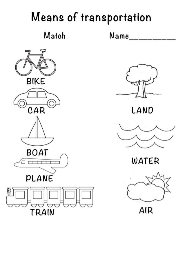 means of transport coloring and match for kindergarten