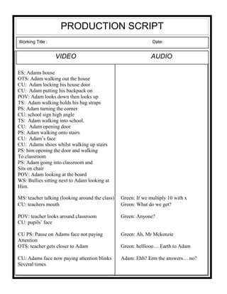 Script Audio Production Example Production Scripts | PDF