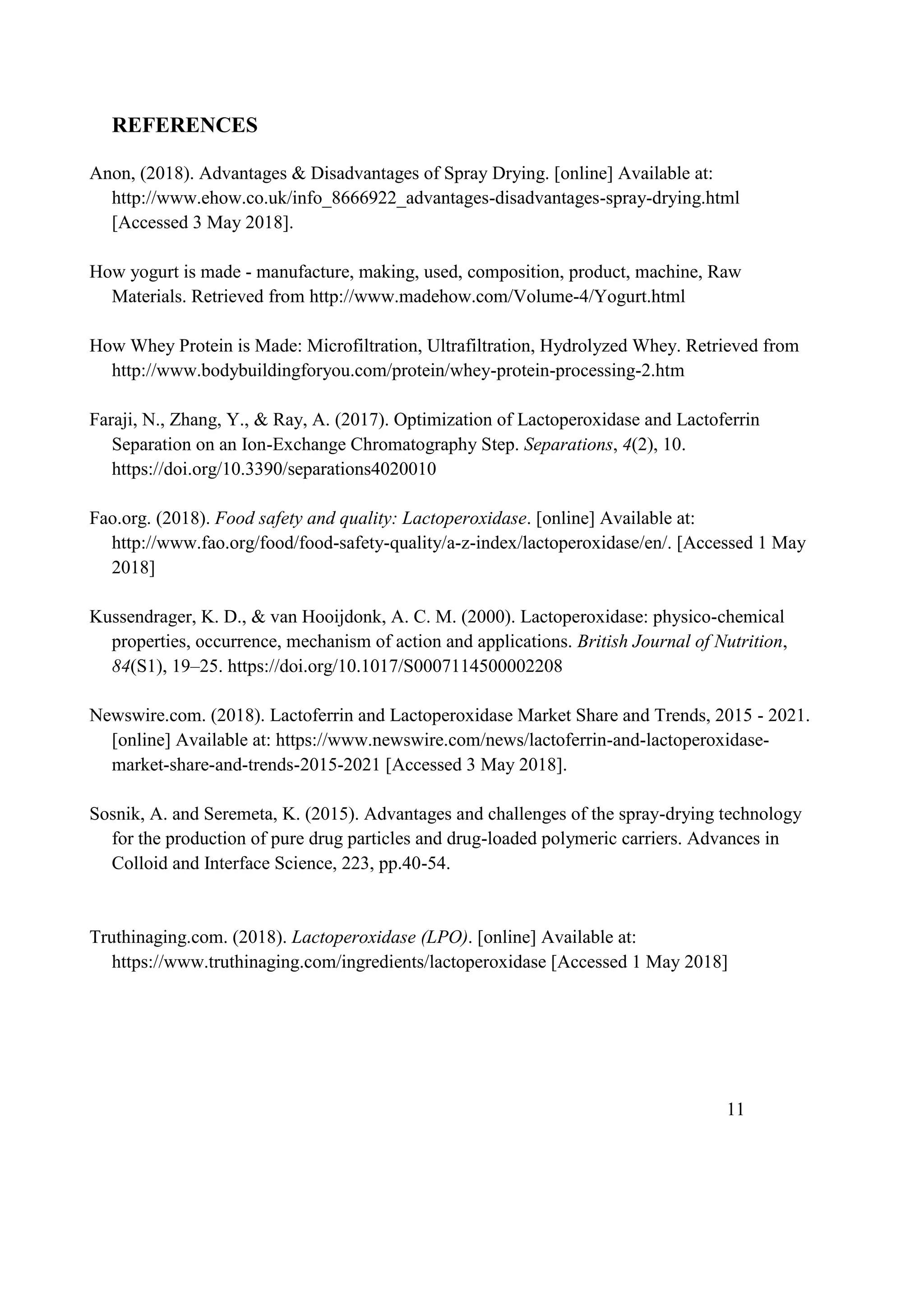 PROCESS OF EXTRACTION OF LACTOPEROXIDASE PROTEIN FROM YOGURT WHEY | PDF