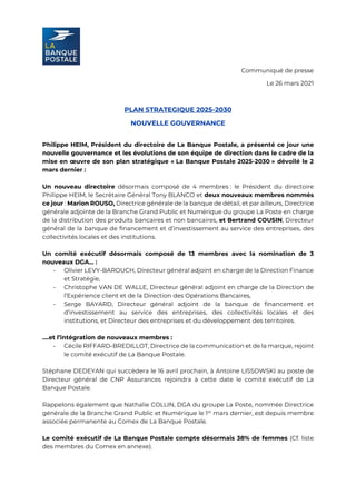 Plan Stratégique Banque Postale CNP