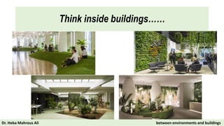 Think inside buildings……
Dr. Heba Mahrous Ali between environments and buildings
 