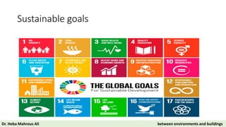 Sustainable goals
Dr. Heba Mahrous Ali between environments and buildings
 
