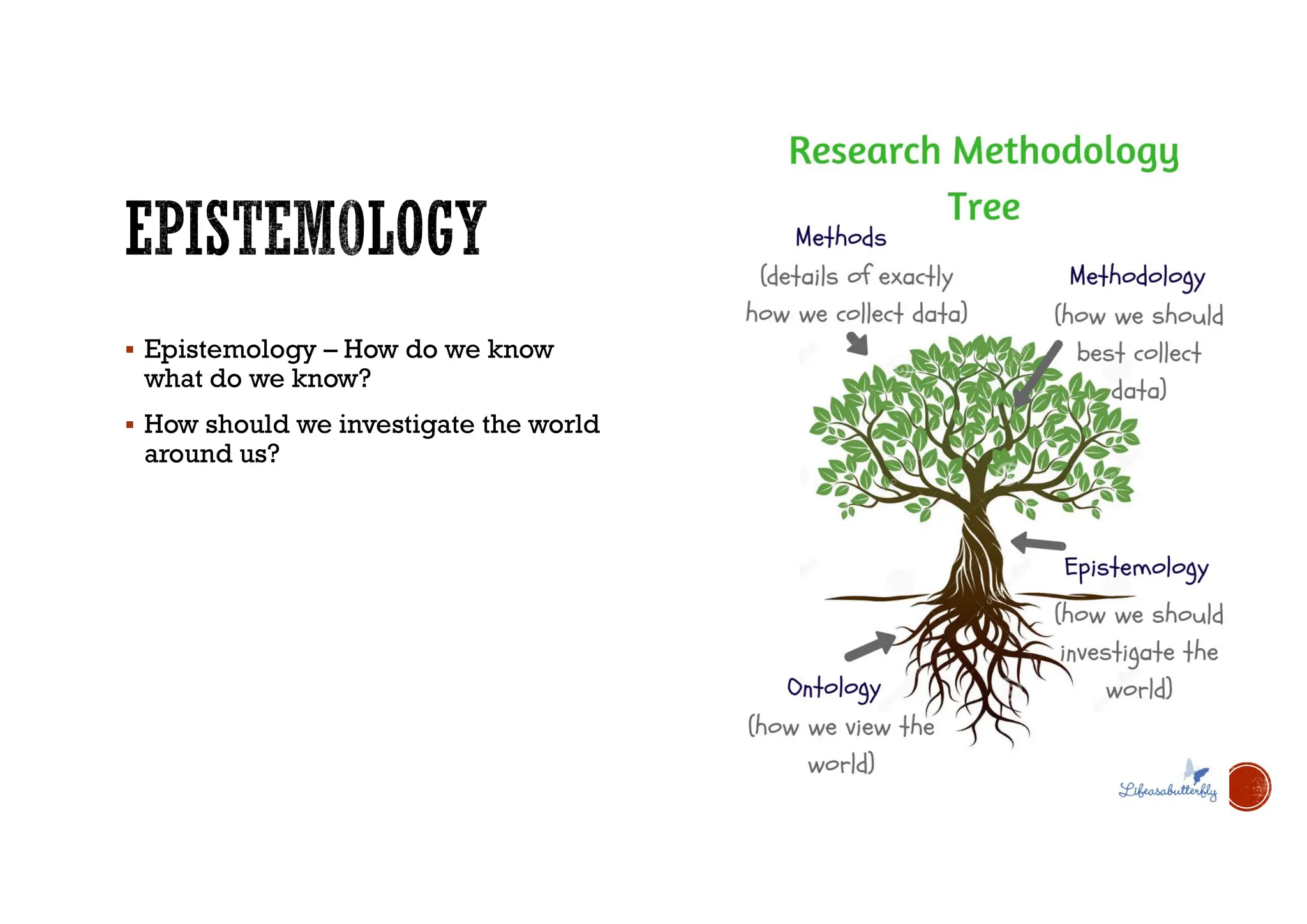  Epistemology – How do we know
what do we know?
 How should we investigate the world
around us?
 