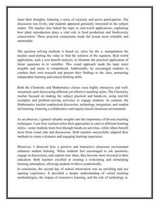 School Observation Practical file (school internship)CUH | PDF