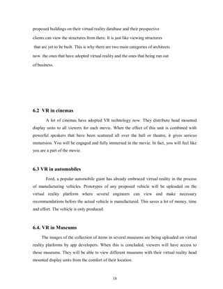 Virtual Reality Report.pdf VIRTUAL REALITY DOCUMENTATION | PDF