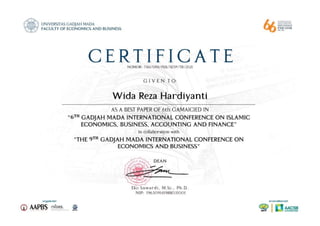 Best Paper Gadjah Mada International Conference on Islamic Economy and Development