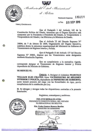 Disposiciones de desgnación de Marcelo Elío y Carlos Aparicio