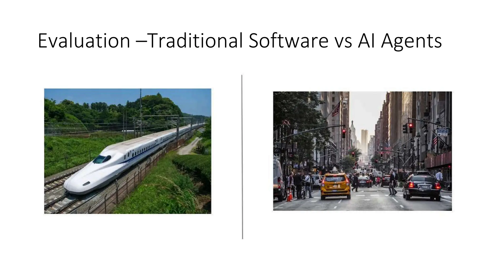 Evaluation –Traditional Software vs AI Agents
 