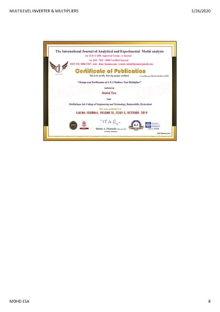 MULTILEVEL INVERTER & MULTIPLIERS 3/26/2020
MOHD ESA 8
 