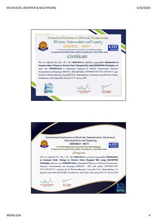 MULTILEVEL INVERTER & MULTIPLIERS 3/26/2020
MOHD ESA 4
 