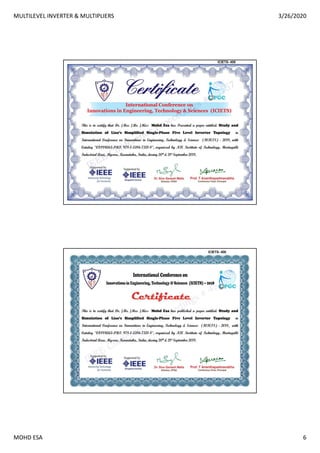 MULTILEVEL INVERTER & MULTIPLIERS 3/26/2020
MOHD ESA 6
 