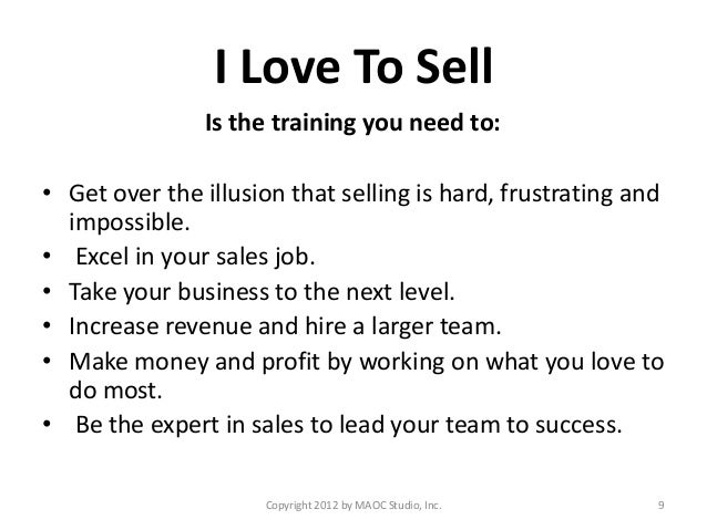 I Love To Sell - Sales Training Preview