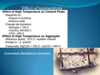 Effect of temperature
Corrosion Reinforce concrete
 