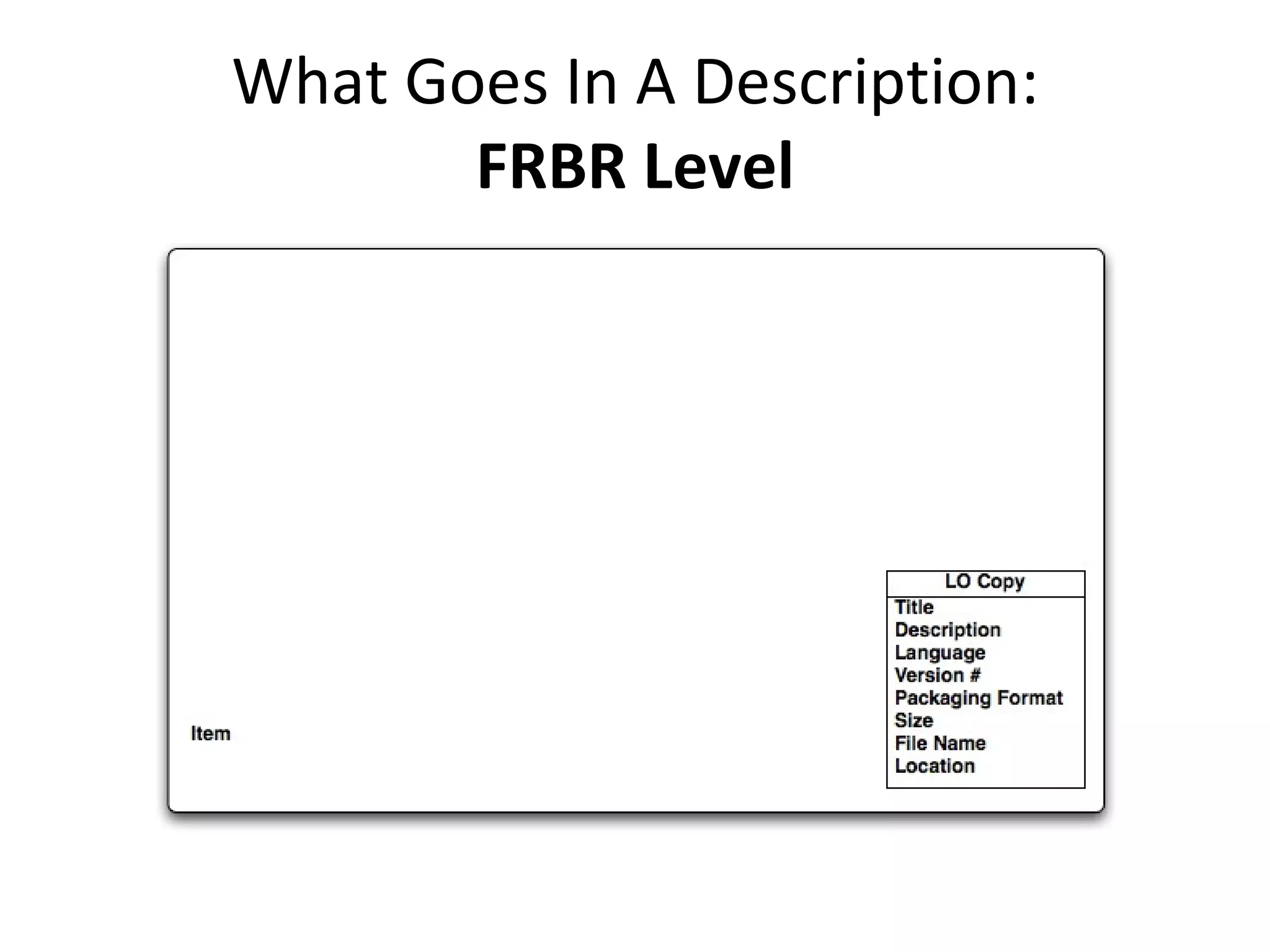 What Goes In A Description: FRBR Level 