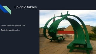I picnic tables
I picnic tables occupano5m x 5m
Taglia dei tavoli 4m x 4m
 
