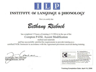 Compton P-ESL Accent Modification Certificate