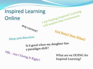 Inspired Learning
Online
What are we DOING for
Inspired Learning?