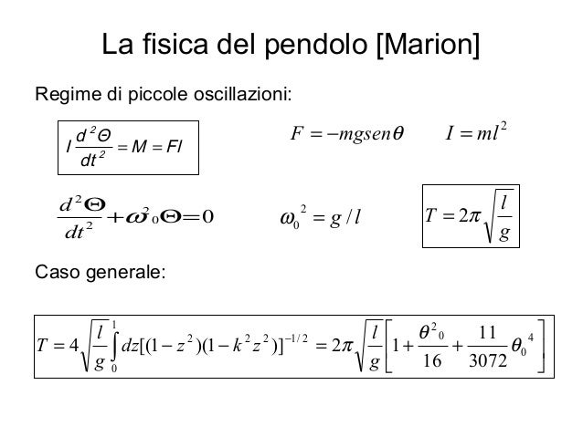 Un Pendolo Con Una Pallina All'estremità Compie Piccole Oscillazioni Il pendolo semplice 1