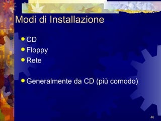 Modi di Installazione CD Floppy Rete Generalmente da CD (più comodo) 