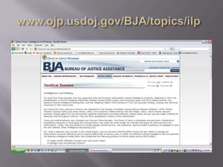 Stage Six: Combines Logic and Intuition realizes the value of crime intelligence analysis,    combining crime analysis with intelligence,     quantitative information/qualitative information uses the street knowledge of officers and investigators, incorporates with analytical info analysis is a valued commodity to inform    decision-making at the level of the working        officer as well as the top decision-makers lasting short-term and long-term impact on the     criminal environment