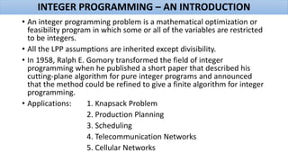 Integer Linear Programming | PPTX